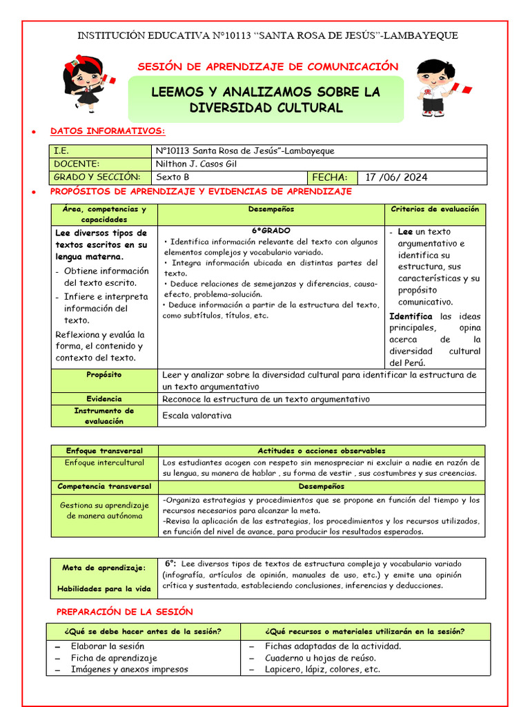 Afiche sobre Diversidad Cultural | PDF | Aprendizaje | Evaluación