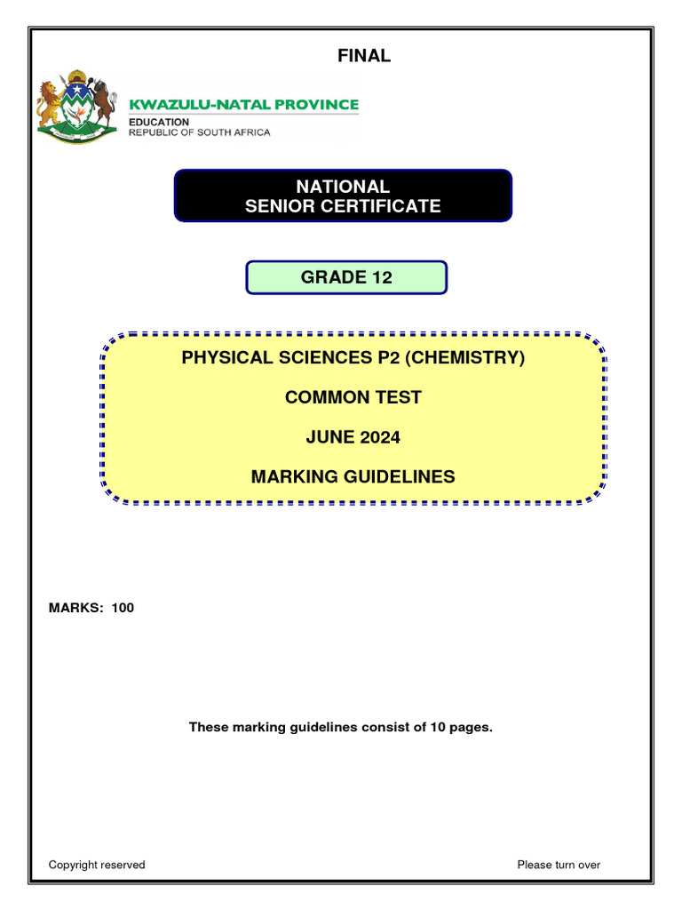 Physical Science Grade 12 Exam Guidelines
