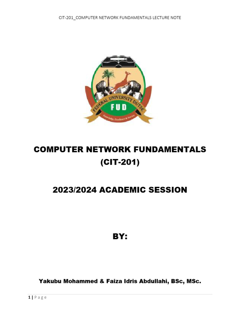 Computer Network Fundamentals Lecture Note. | PDF | Computer Network ...