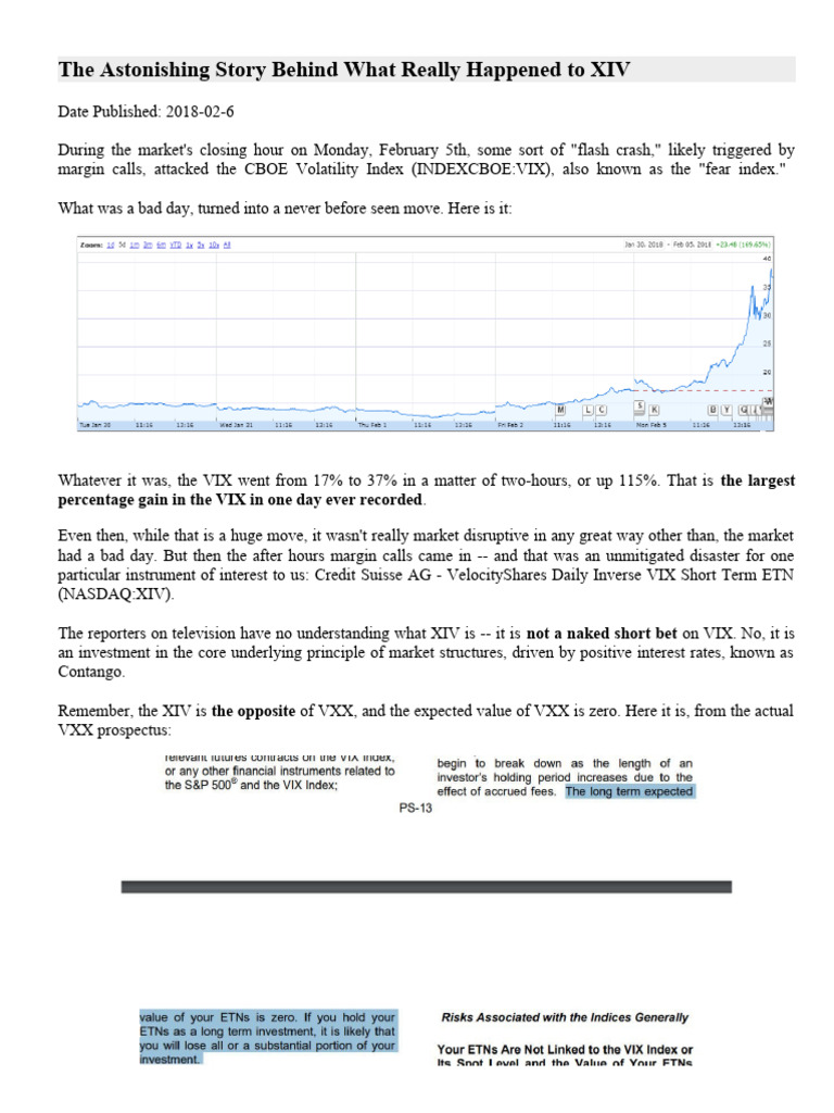 The Astonishing Story Behind What Really Happened To XIV | PDF | Futures  Contract | Vix