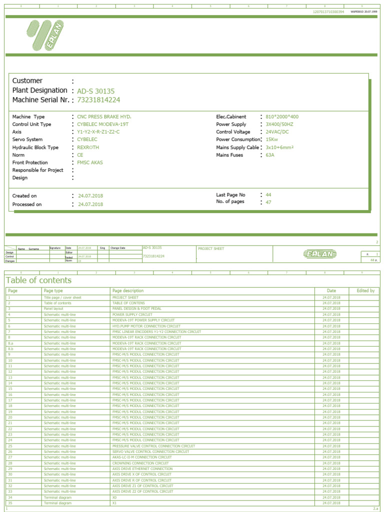 Customer Plant Designation Machine Serial NR | PDF | Power Supply ...