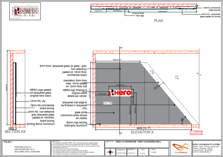 HERO Showroom Grey Lacquered Wall Plan | PDF