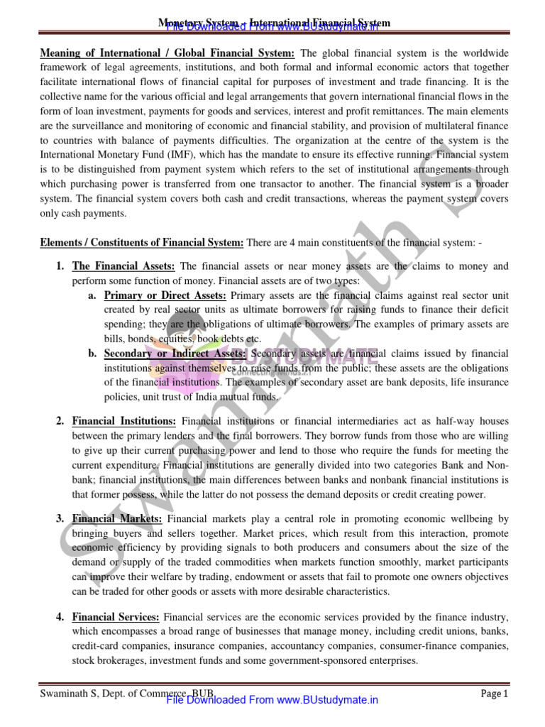 Overview of the International Financial System | PDF | Financial ...