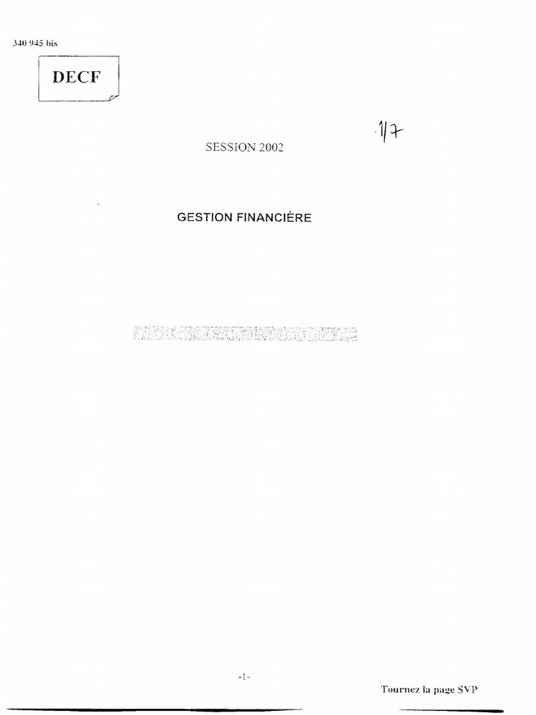 Decf Gestion Financiere 2002 Corr | PDF