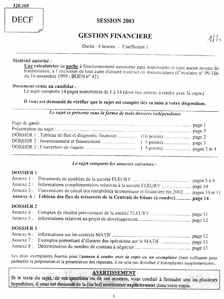 Decf Gestion - Financiere 2003 | PDF