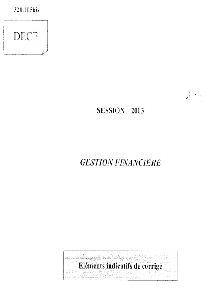 Decf Gestion - Financiere 2003 Corr | PDF