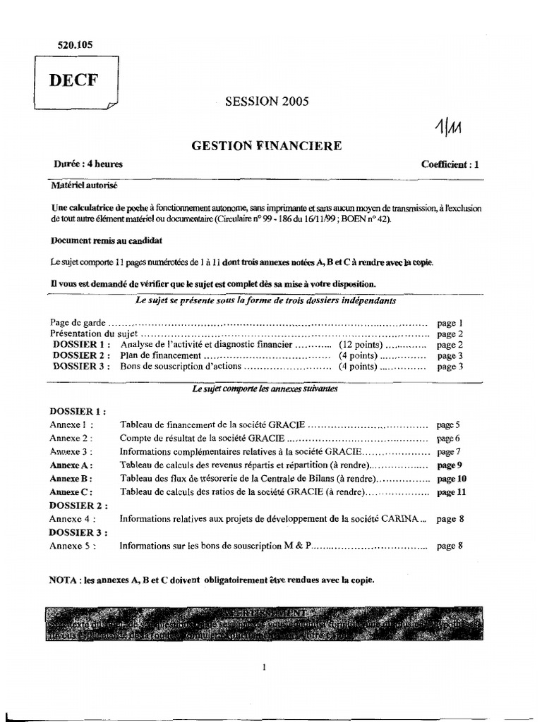 Decf Gestion - Financiere 2005 | PDF