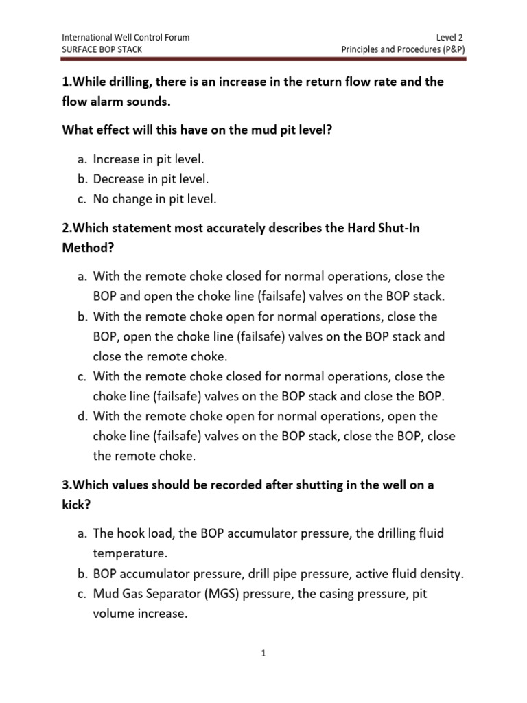 Surface BOP Stack P&P Level 2 15-10-2022 | PDF | Continuum Mechanics ...