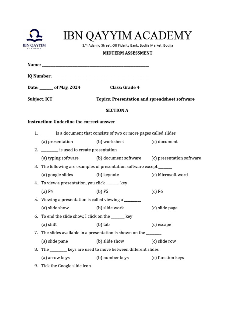 Grade 4 Mid Term Assessment 050222 Pdf Spreadsheet Microsoft Excel