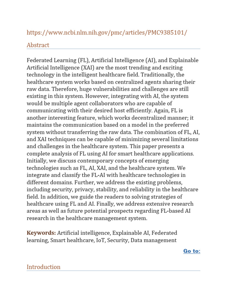 Federated Learning in Smart Healthcare | PDF | Internet Of Things ...
