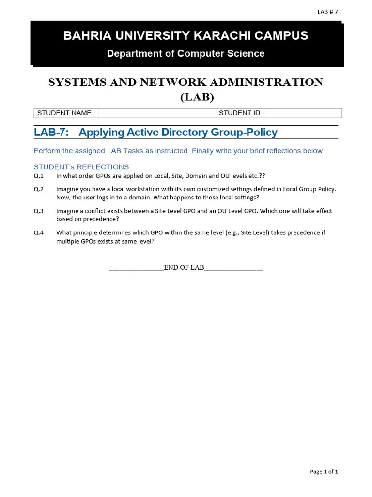 Active Directory Group Policy Lab Guide | PDF | Computers | Technology ...