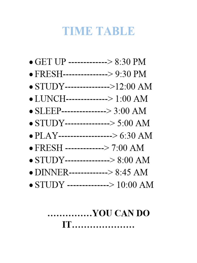 Adult Daily Routine Schedule | PDF