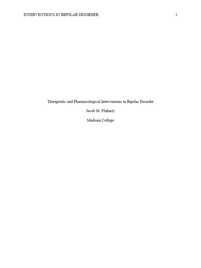 Bipolar Disorder: Treatment Interventions | PDF | Bipolar Disorder | Mania