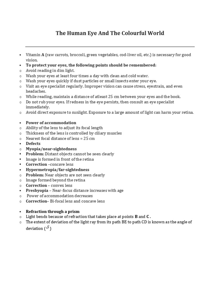 The Human Eye And Colourful World Pdf Eye Atmosphere Of Earth