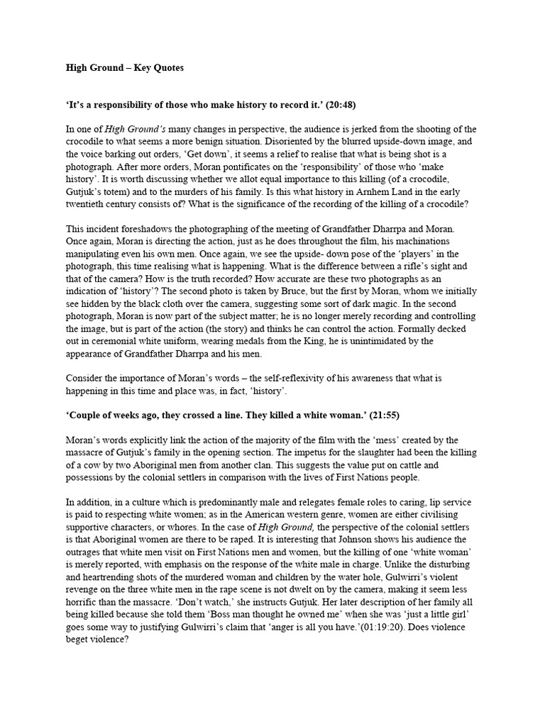 High Ground - Key Quotes | PDF | General Fiction