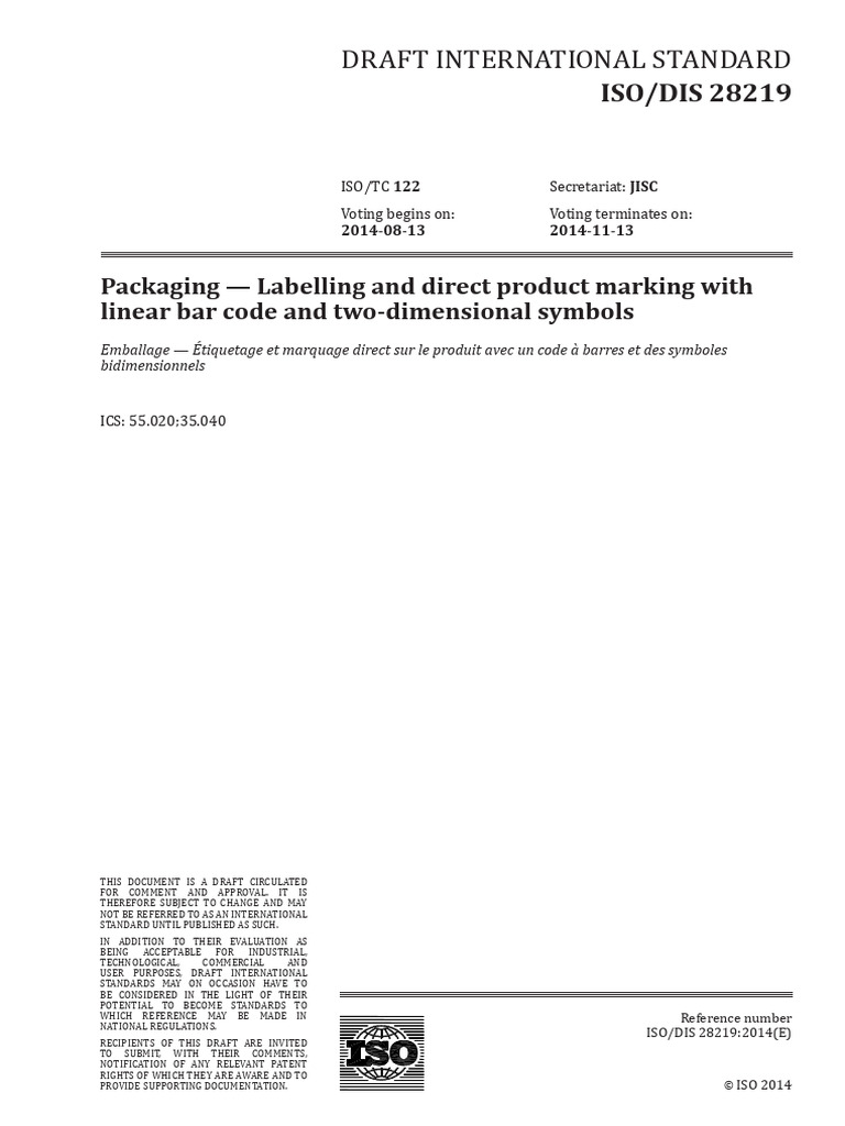 Draft International Standard | PDF | Barcode | International ...
