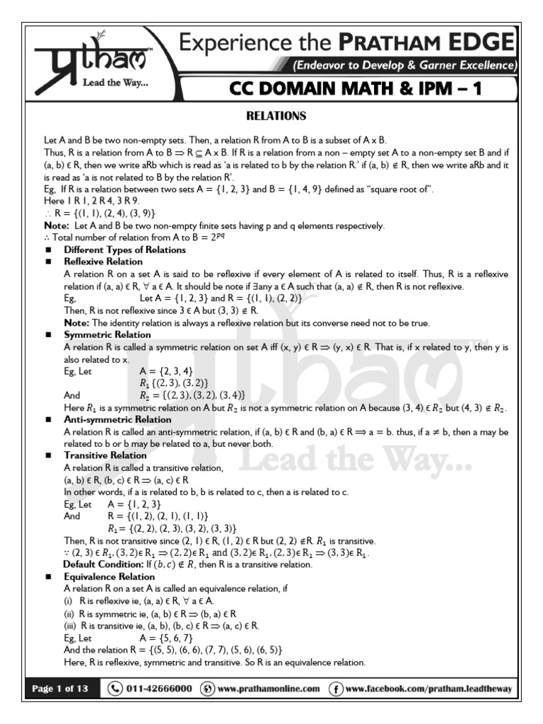 CC Domain Math & Ipm - 1 FN | PDF | Function (Mathematics ...