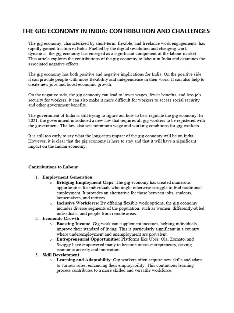 The gig economy in India | PDF | Employment | Economies
