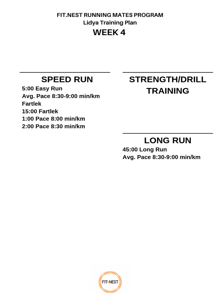 Week 4 Running Training Plan | PDF | Wellness