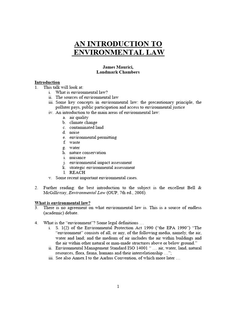 An Introduction To Environmental Law Pdf