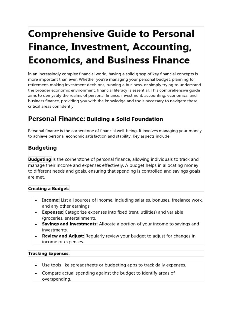 Comprehensive Guide to Personal Finance PDF Investment Fund