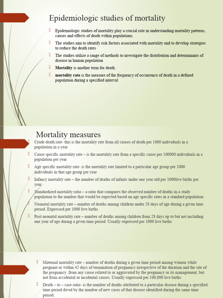 Epidemiologic Studies of Mortality | PDF | Mortality Rate | Incidence ...