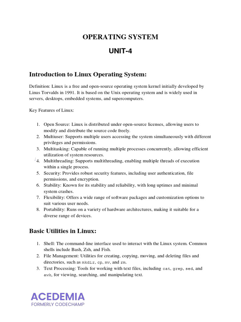 Operating System: UNIT-4 | PDF | Shell (Computing) | Command Line Interface