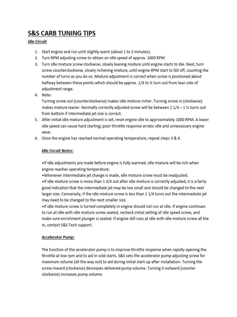 Carb Tuning Guide for Mechanics | PDF | Carburetor | Throttle