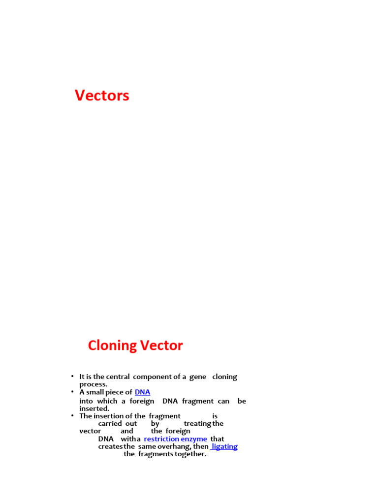Vectors | Download Free PDF | Molecular Cloning | Vector (Molecular ...