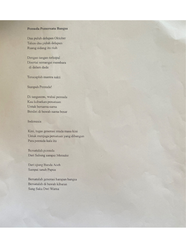 Puisi Sumpah Pemuda | PDF