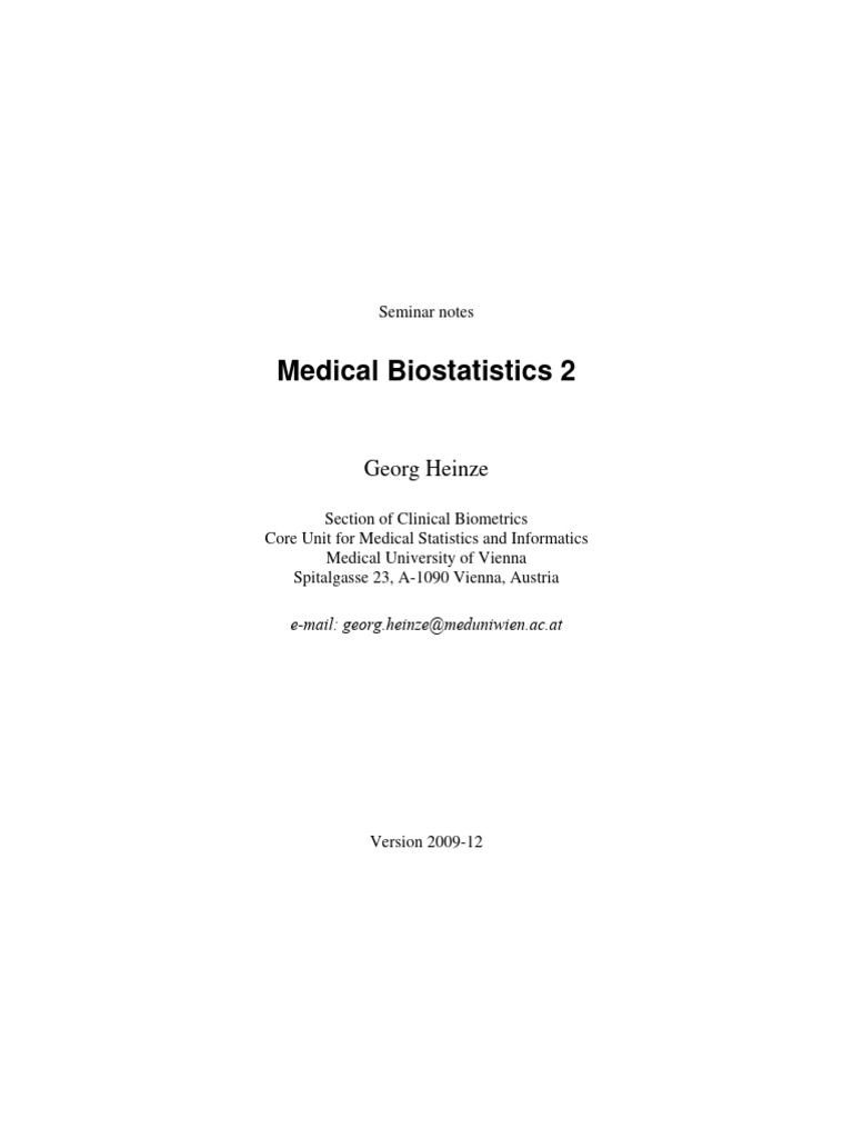 Medical Biostatistics Seminar Notes | PDF | Statistics | Regression ...