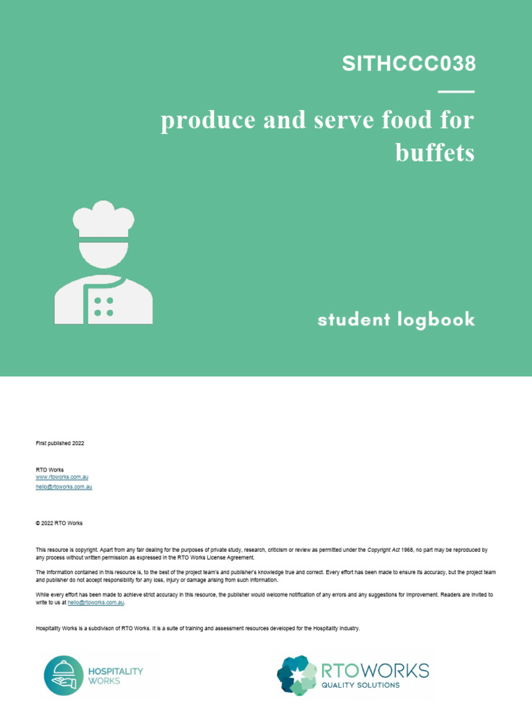 SITHCCC038 Student Logbook - Buffet Real 1 | PDF | Lunch | Pasta