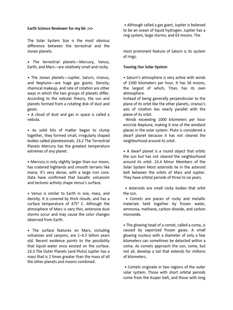 EARTH SCIENCE REVIEWER | PDF | Rock (Geology) | Stars