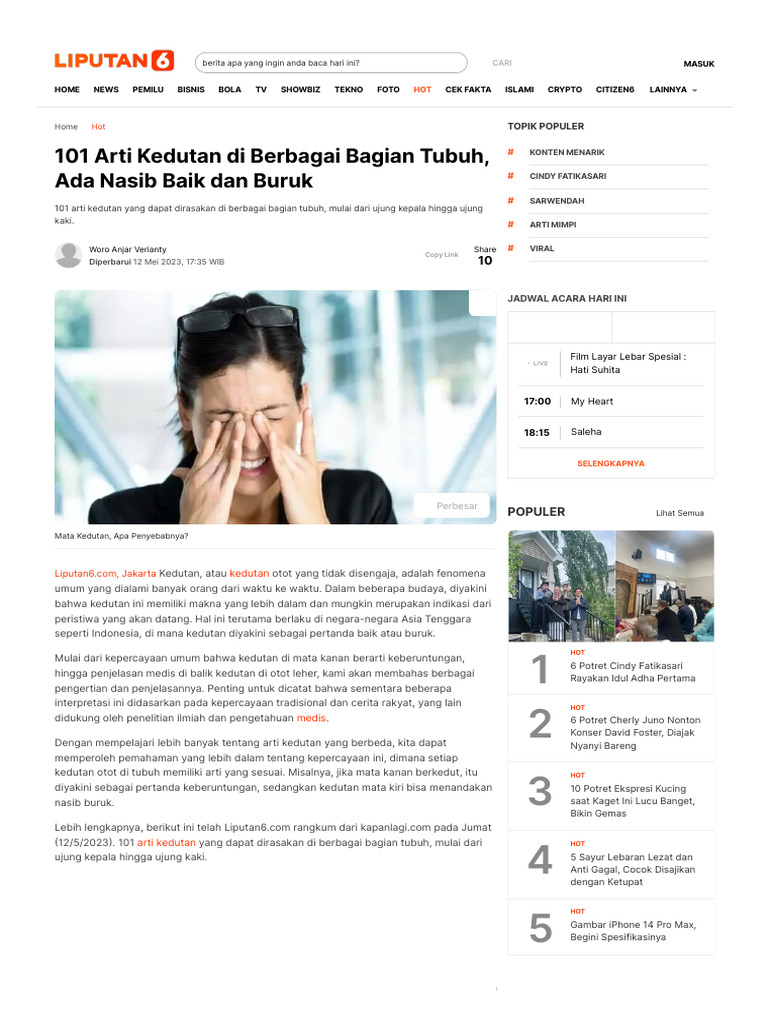 101 Arti Kedutan Di Berbagai Bagian Tubuh PDF