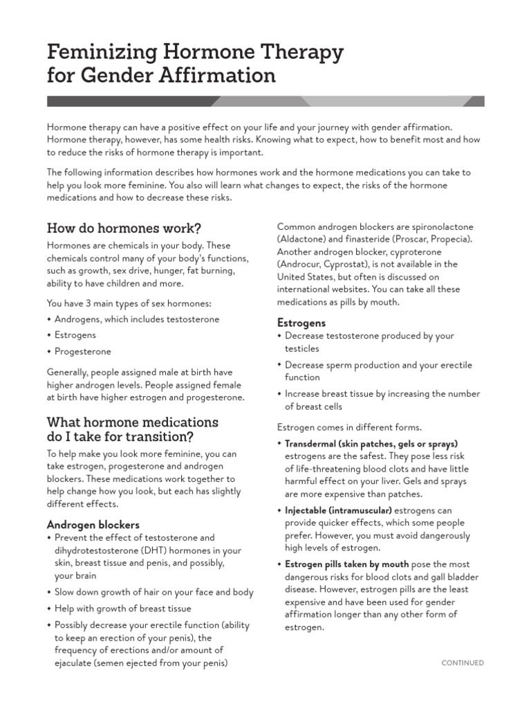 Feminizing Hormone Therapy | PDF | Estrogen | Clinical Medicine