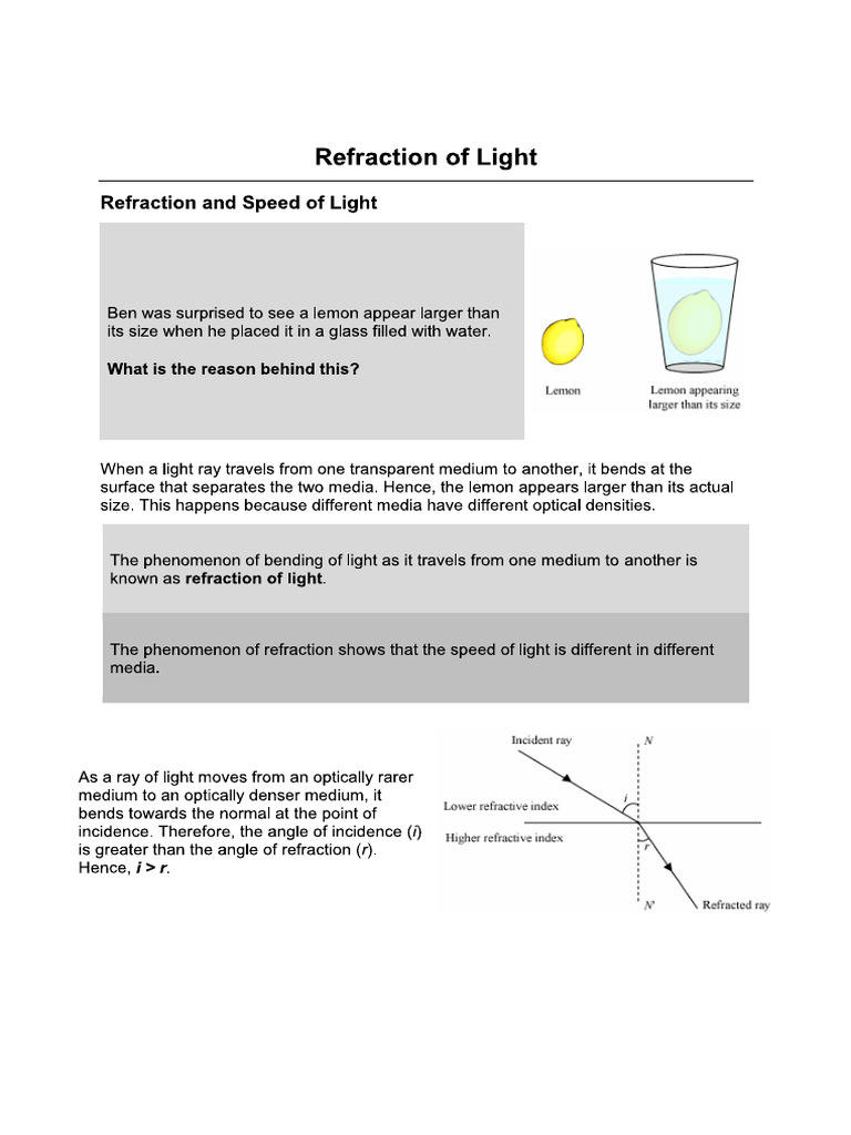 Refraction of Light5464564 | PDF