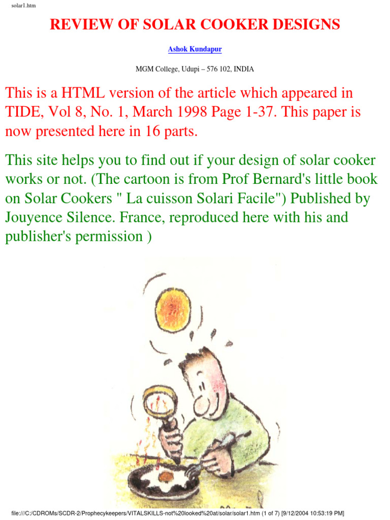Solar Cooker Design Review and Guide | PDF | Solar Energy | Sun