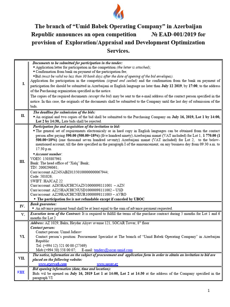UBOC Tender for Exploration Services | PDF | Geology