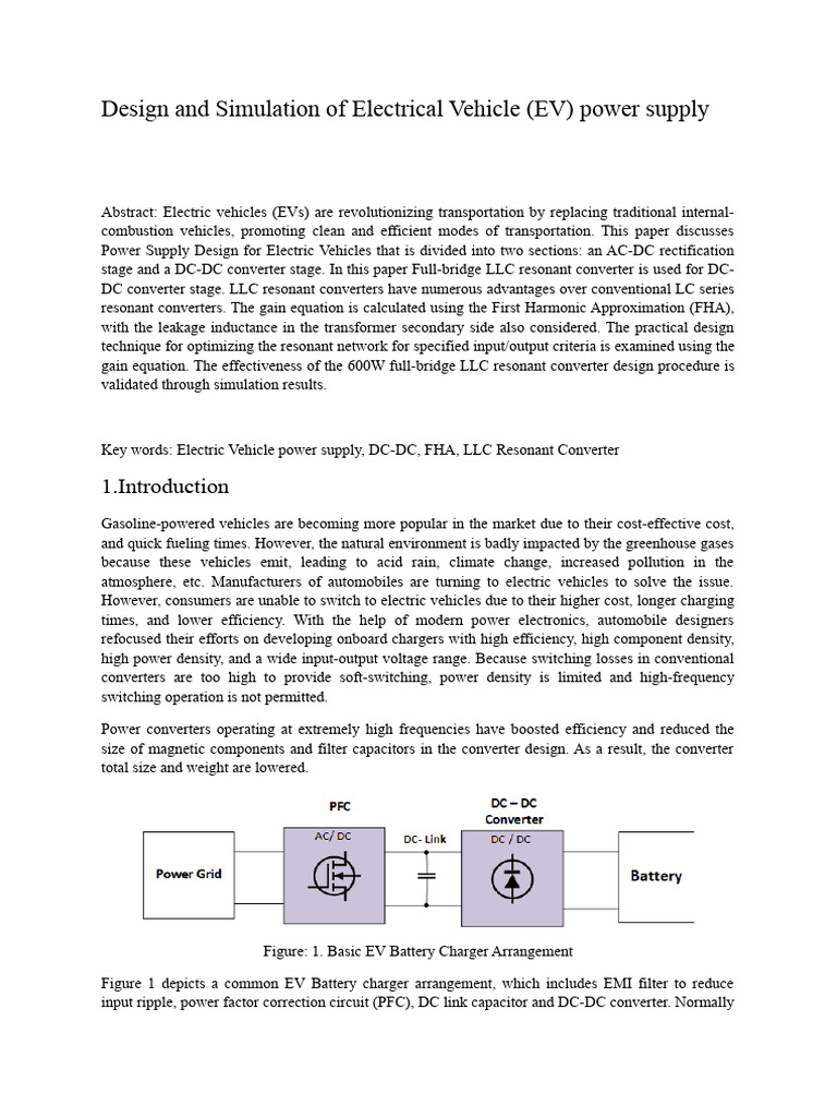 Design and Simulation of Electrical Vehicle (EV) Power Supply | PDF ...