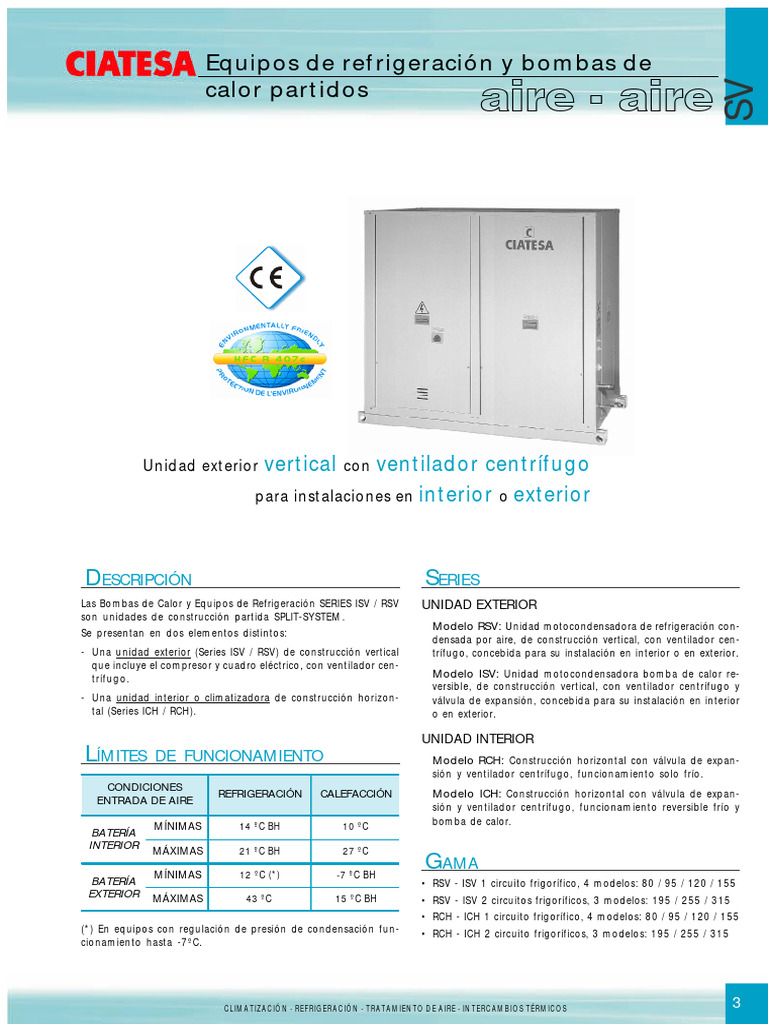 Equipos de Refrigeración Ciatesa | PDF | Bomba de calor | Refrigerador