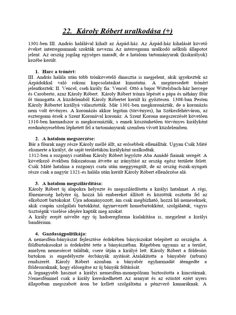Károly Róbert Uralkodása | PDF