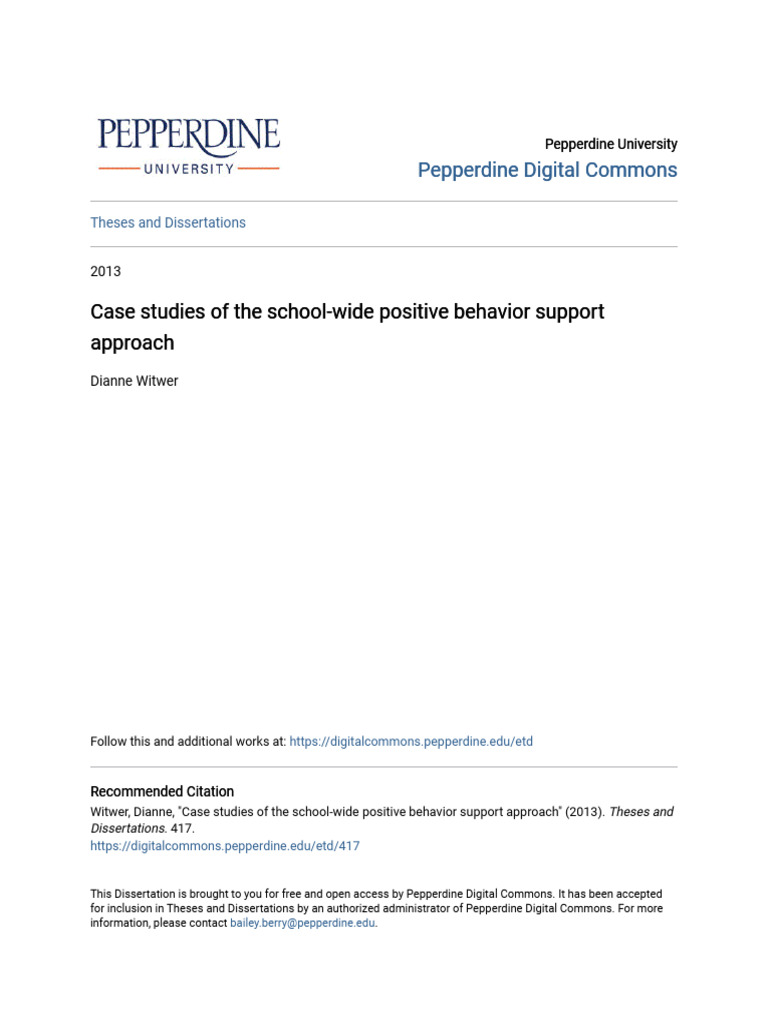 Case Studies of The School-Wide Positive Behavior Support Approac | PDF ...