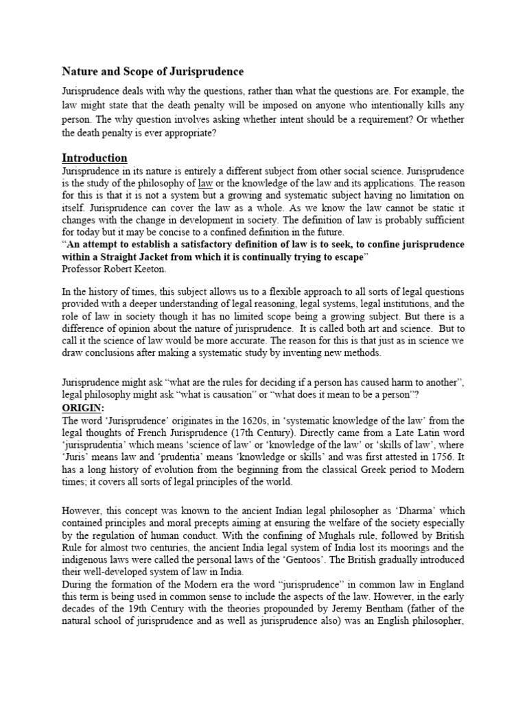 Nature and Scope of Jurisprudence | PDF | Jurisprudence | Science