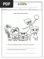 Atividades sobre o filme Divertidamente | PDF | Emoções | Experiência ...