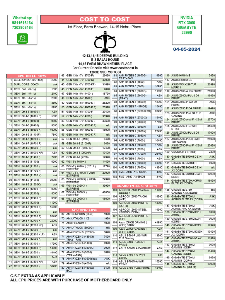 Current CPU and SSD Pricelist | PDF | Computer Hardware | Computer Data ...