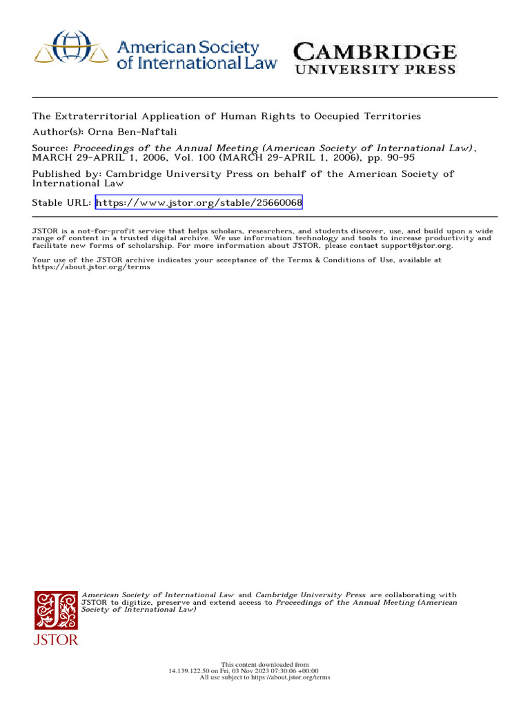 Extra Territorial Application of Human Rights | PDF | International ...