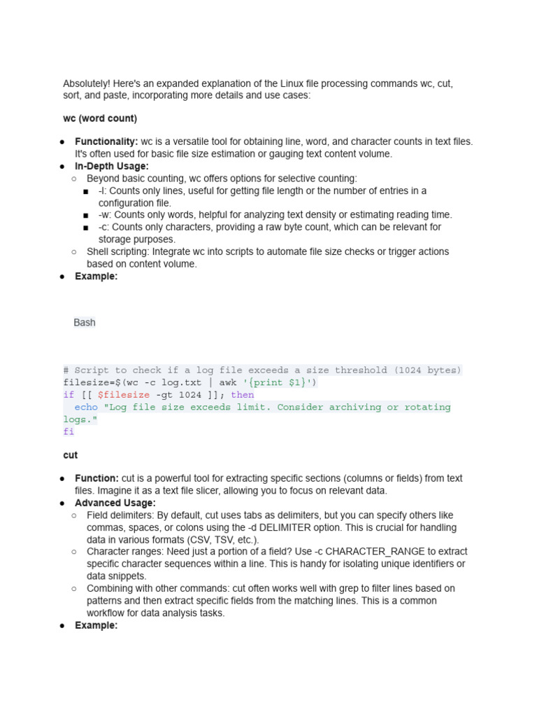 Linux File Processing Commands Explained | PDF | Computer File | Text File
