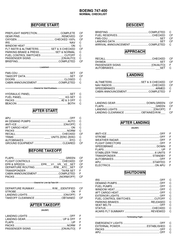 747 400 checklist download free pdf takeoff aviation safety