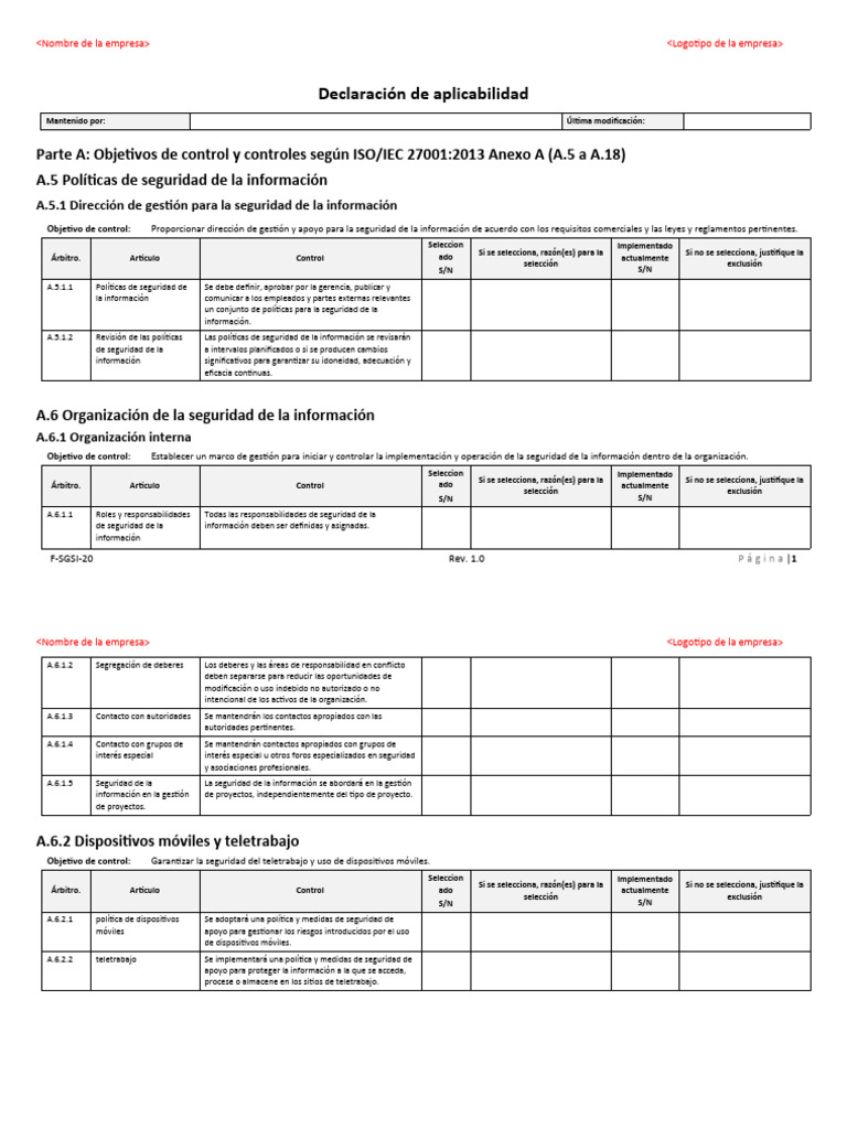 Controles de Seguridad ISO 27001:2013 | PDF | La seguridad informática ...