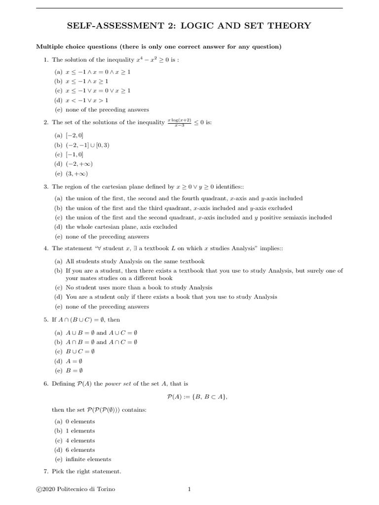 Self assesment 2 logic and set theory 1 pdf cartesian coordinate